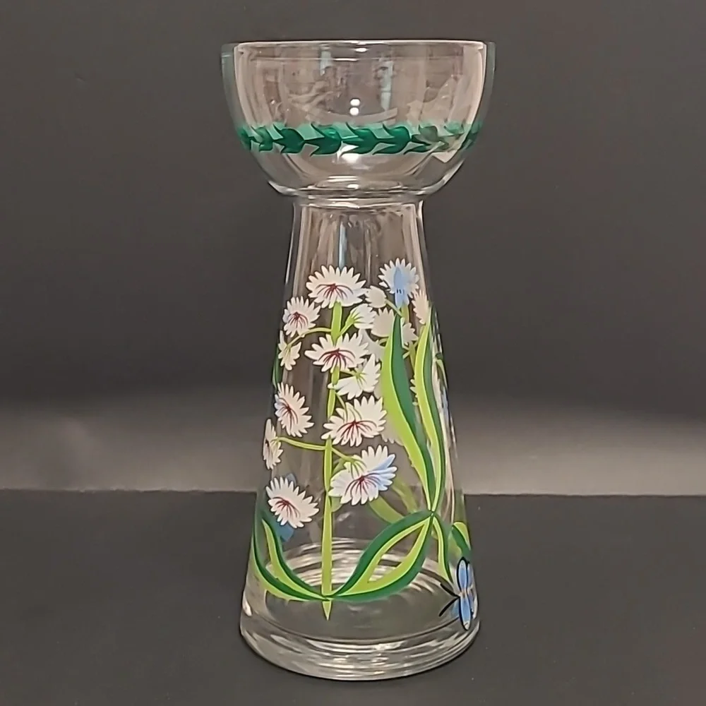 Handpainted Floral Vase with Butterflies